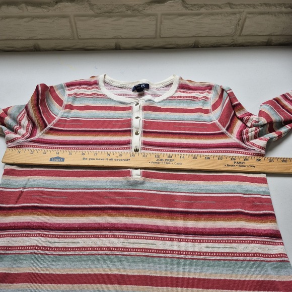 Chaps Top Womens 1X Thermal Waffle Knit Lightweight Henley Southwestern Aztec - Picture 7 of 9